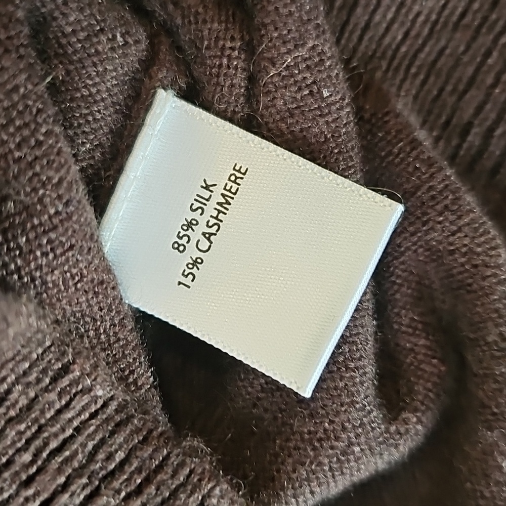 Saks Fifth Avenue Silk Cashmere Cowlneck Bubble Shoulder Longsleeve Sweater, Med - Picture 9 of 15